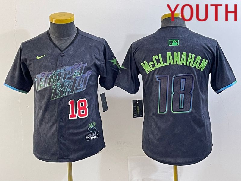 Youth Tampa Bay Rays #18 Mcclanahan Nike MLB Limited City Connect Black 2024 Jersey style 4->youth mlb jersey->Youth Jersey